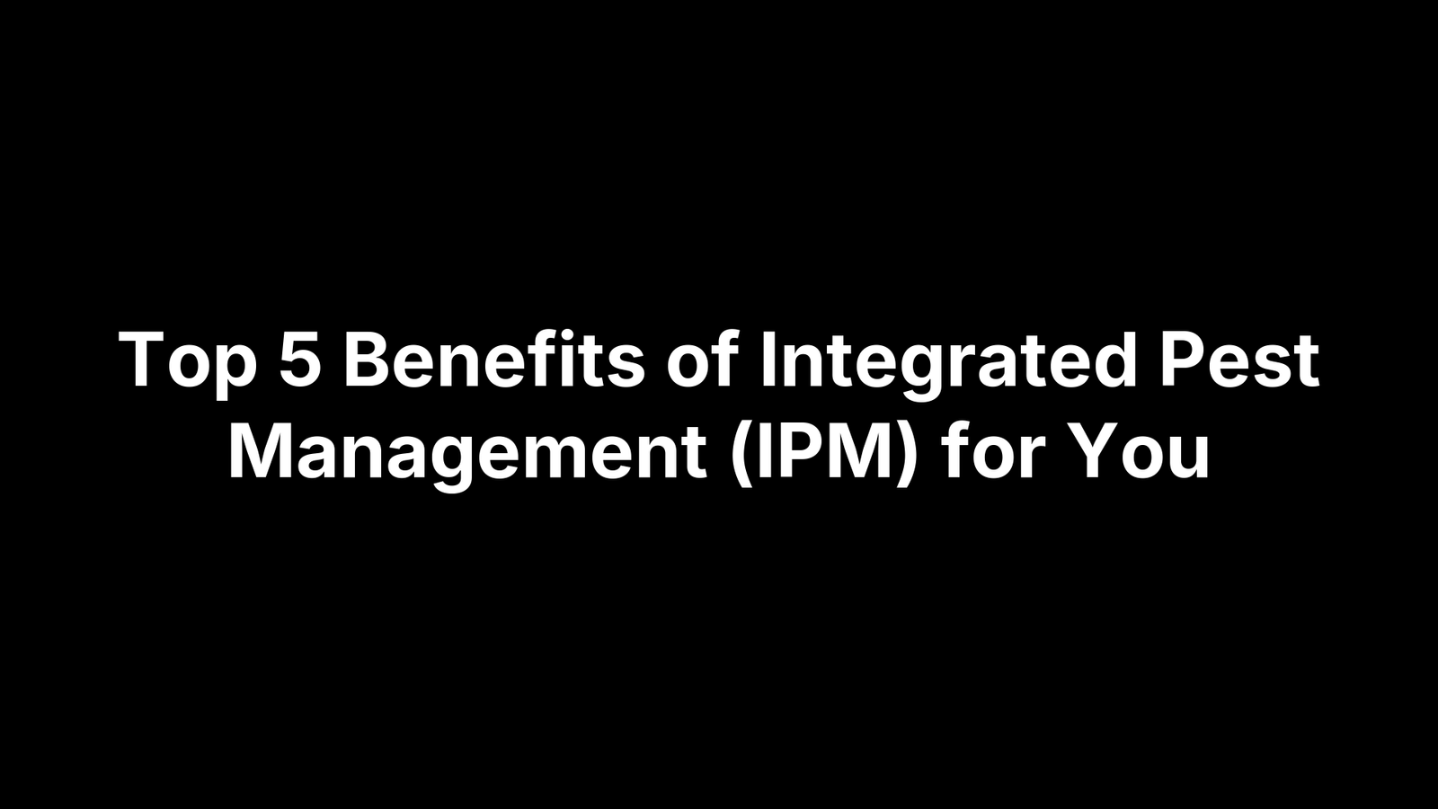 Top 5 Benefits of Integrated Pest Management (IPM) for You