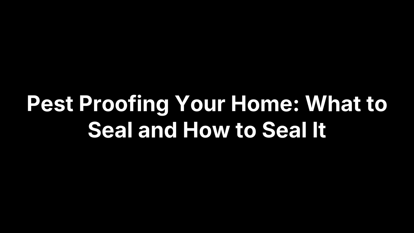 Pest Proofing Your Home: What to Seal and How to Seal It